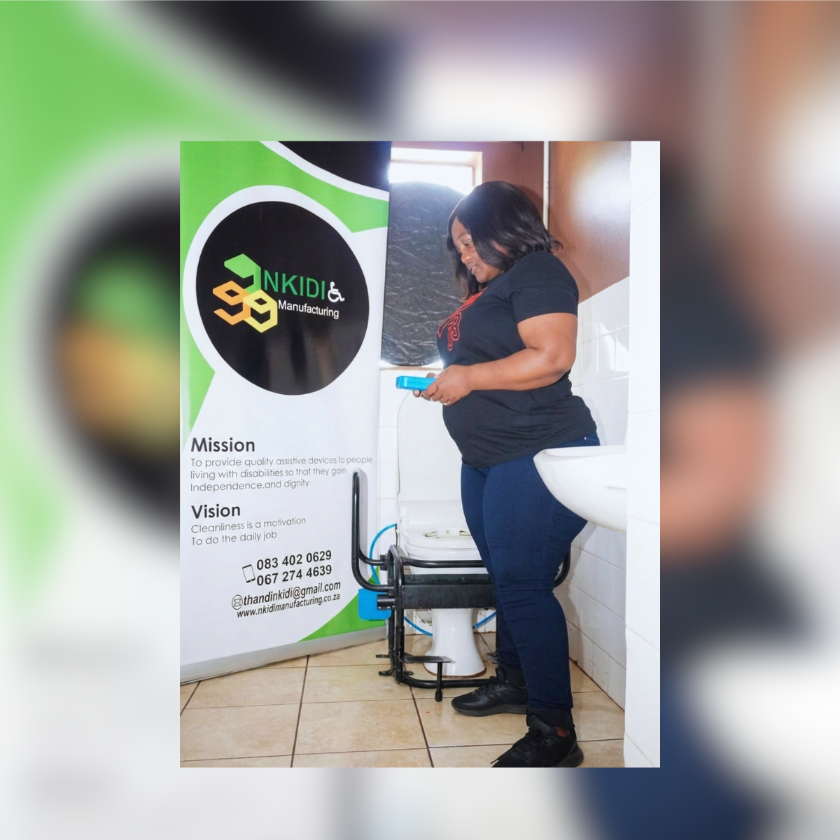 Assessor measuring door clearance and turning radius in an existing facility